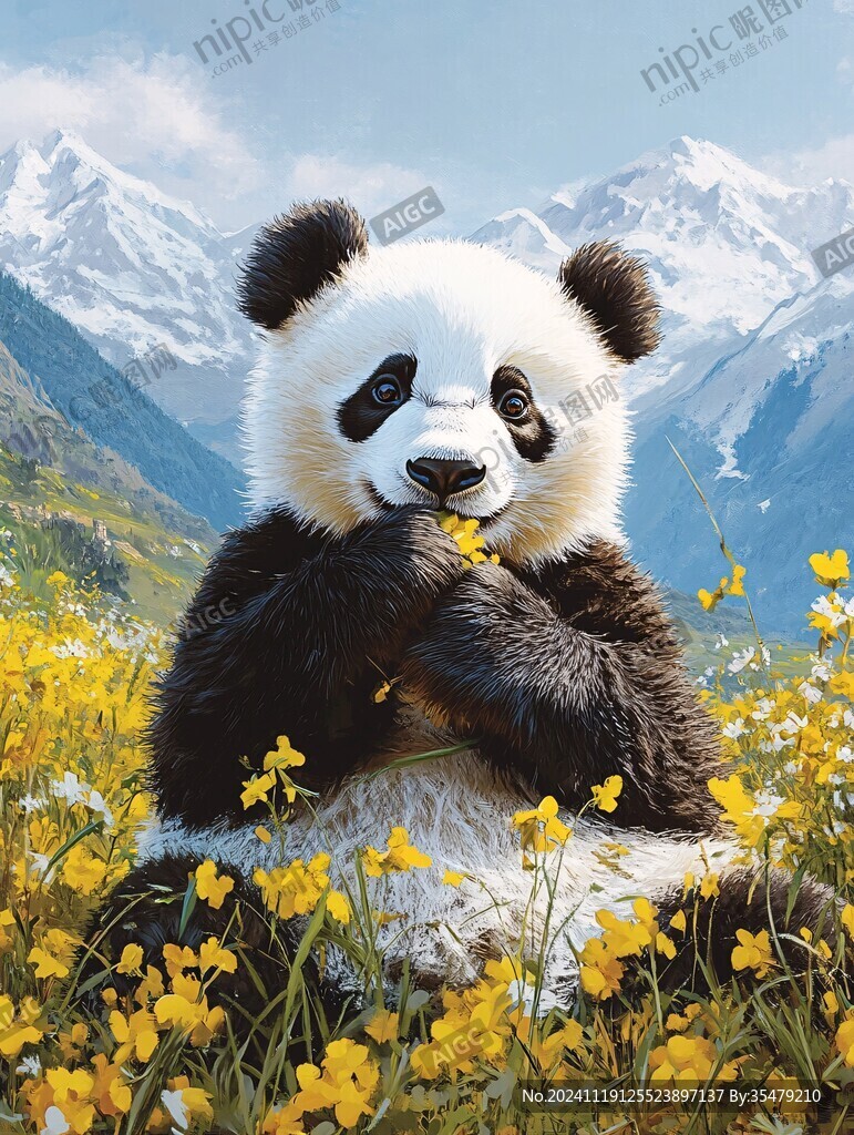寫實熊貓插畫