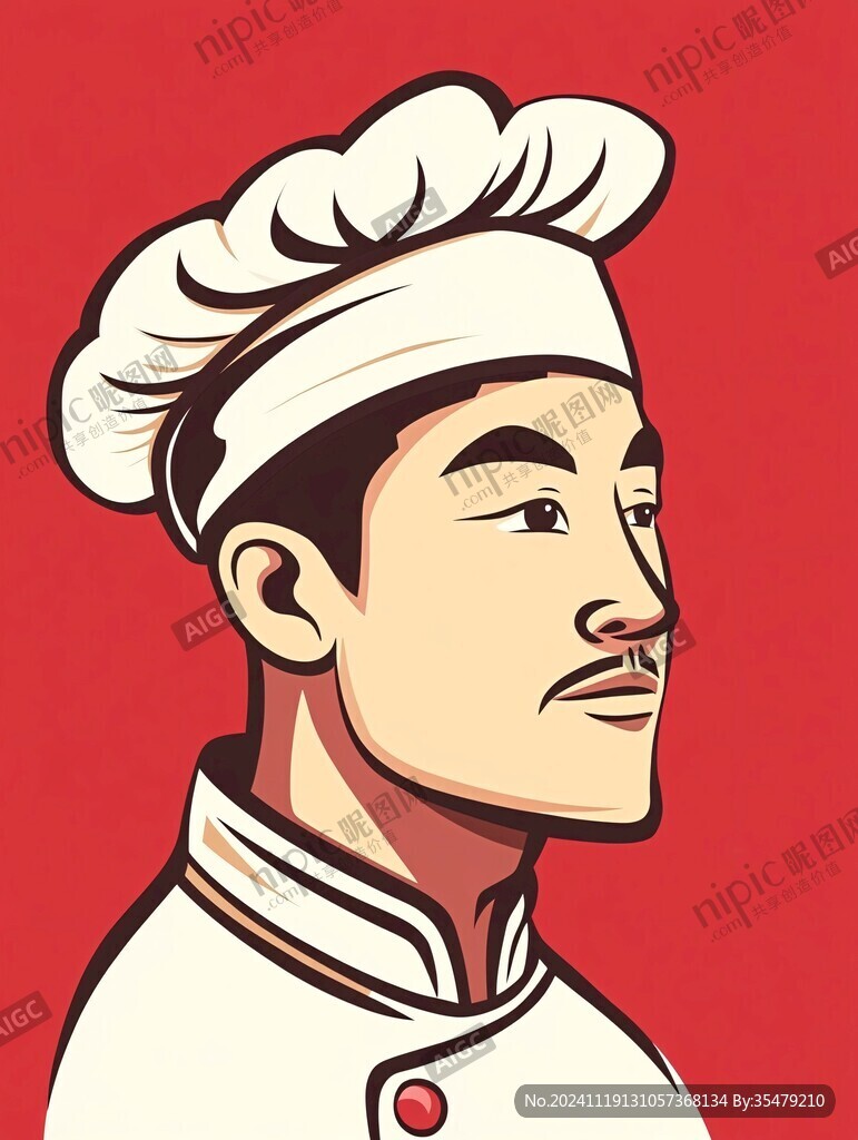 卡通中式男廚師頭像