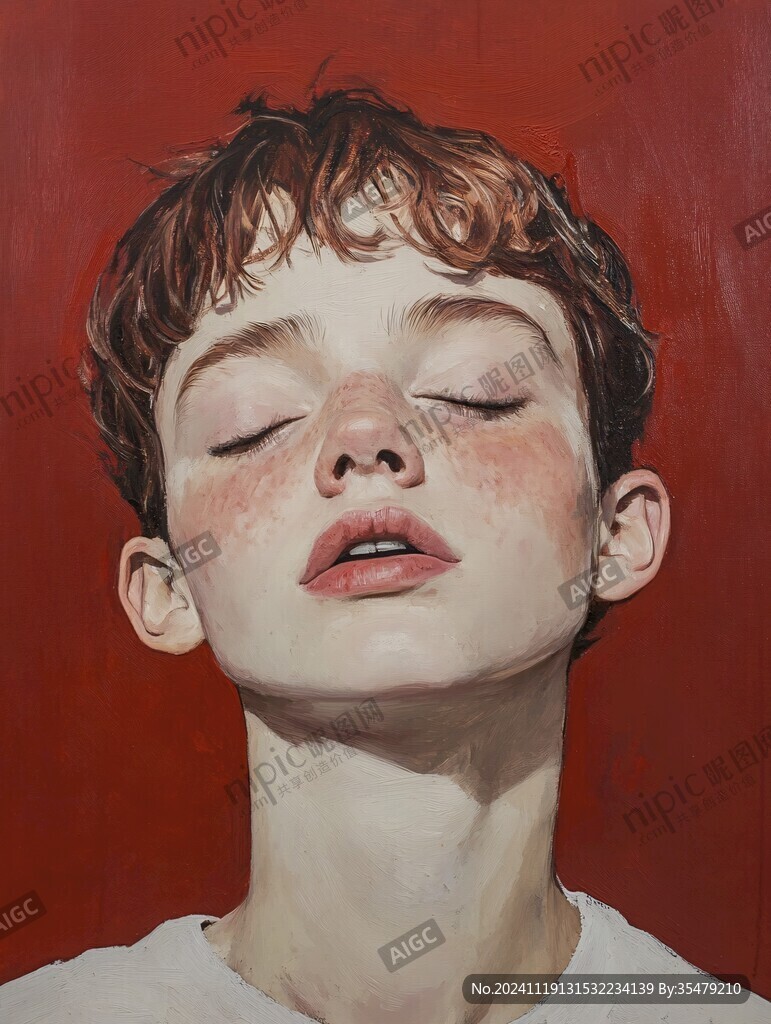 紅色男孩插畫