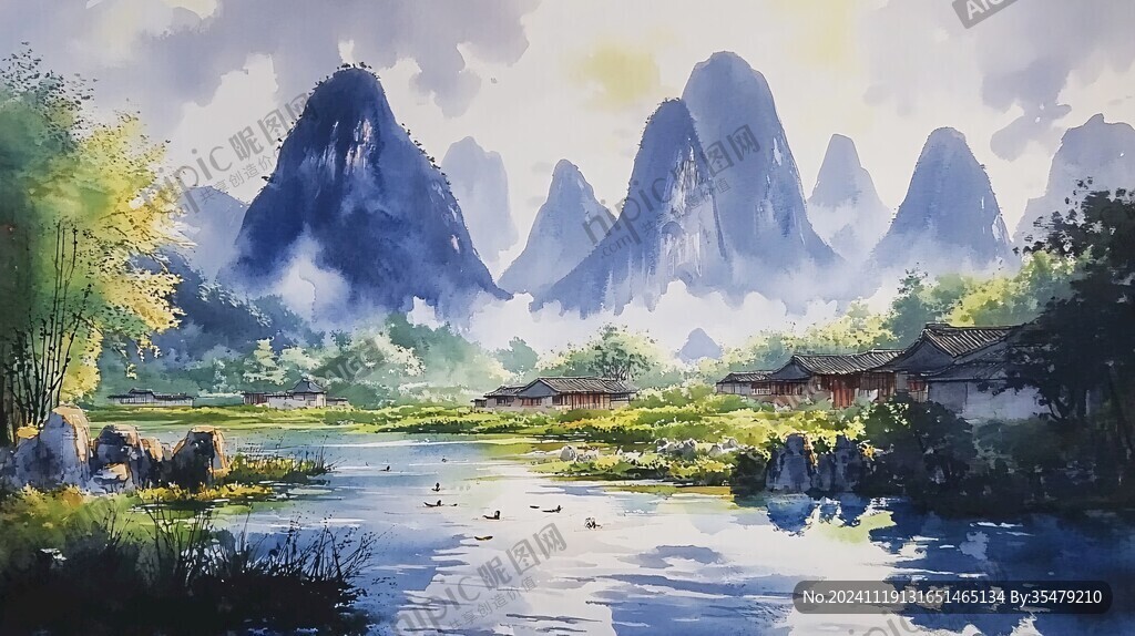 廣西手繪廣西水彩