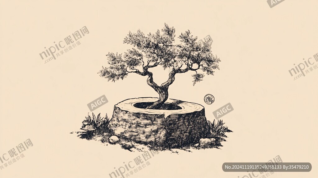 古茶樹(shù)插畫(huà)