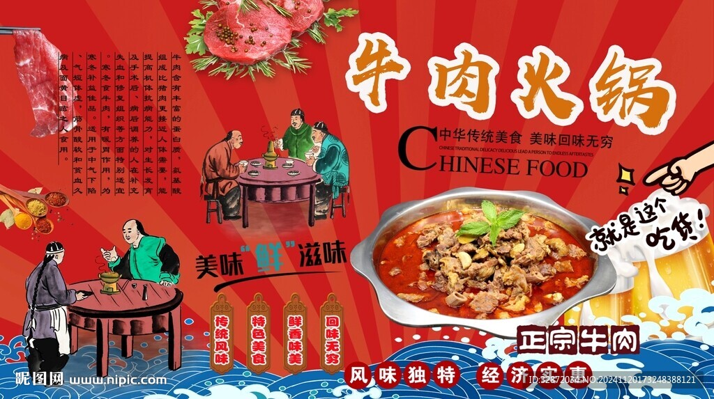 牛肉火鍋背景墻