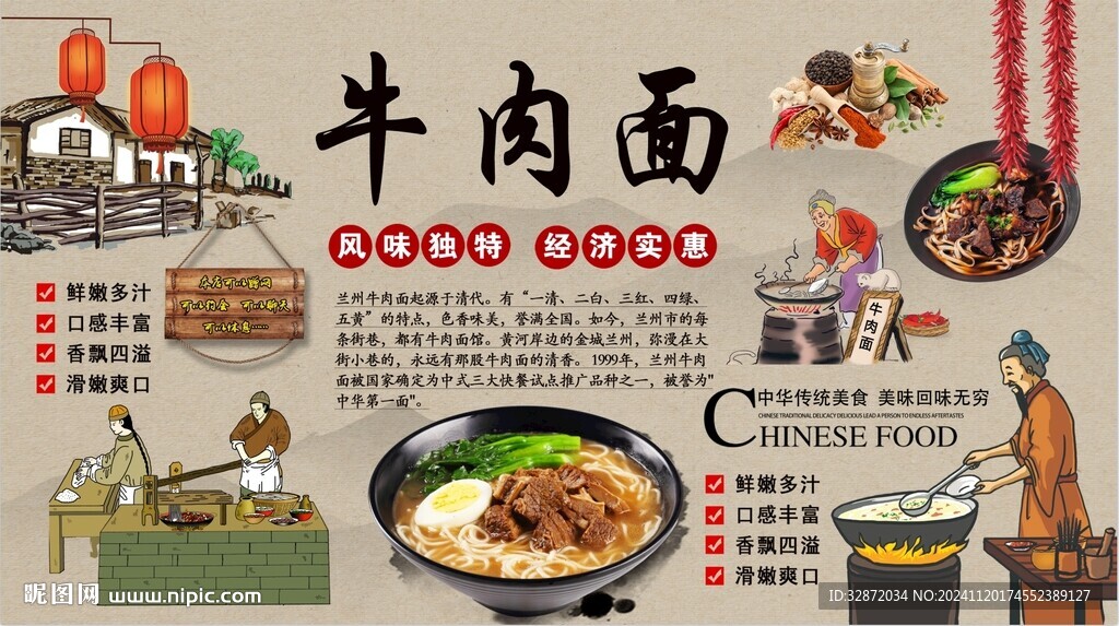 牛肉面背景墻