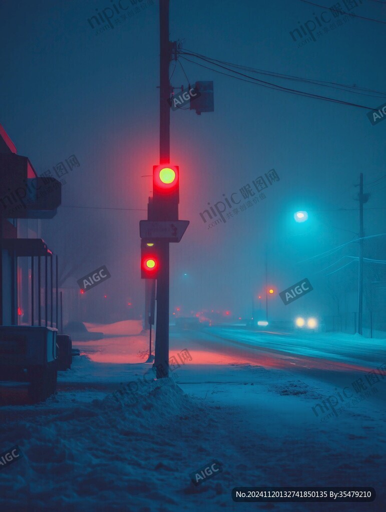 雪中信號燈