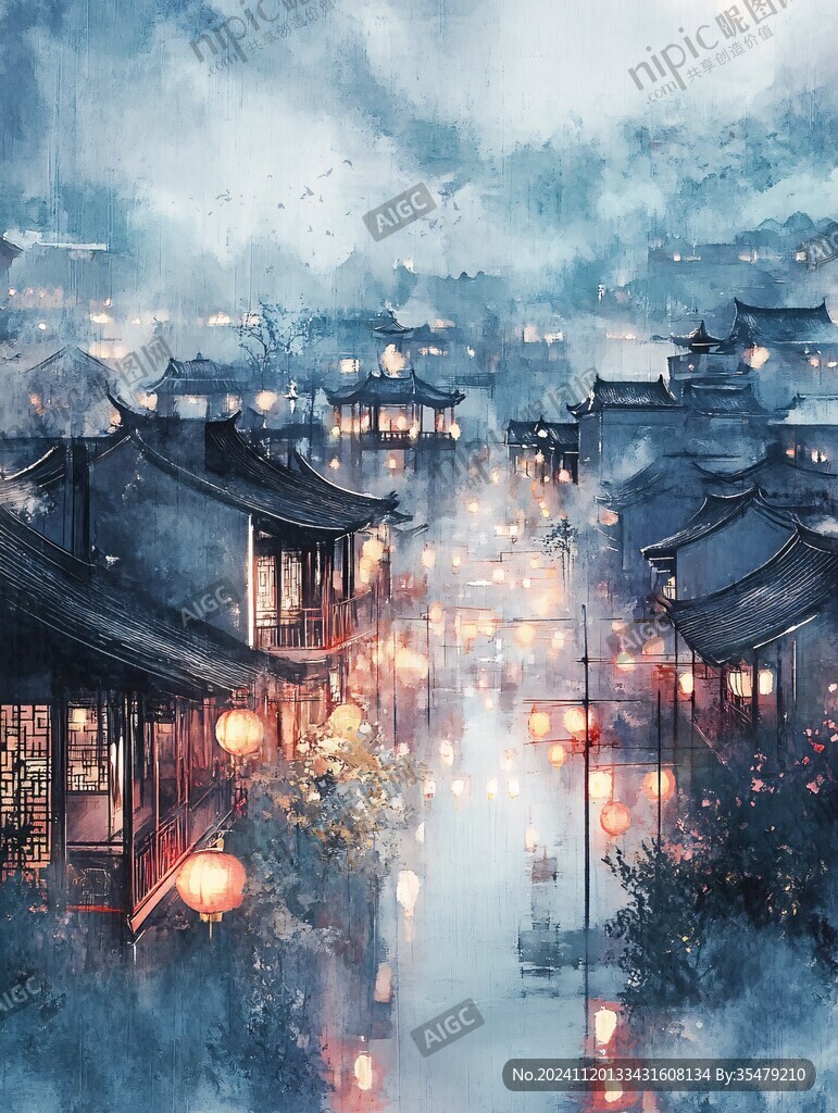 唯美古風場景插畫封面