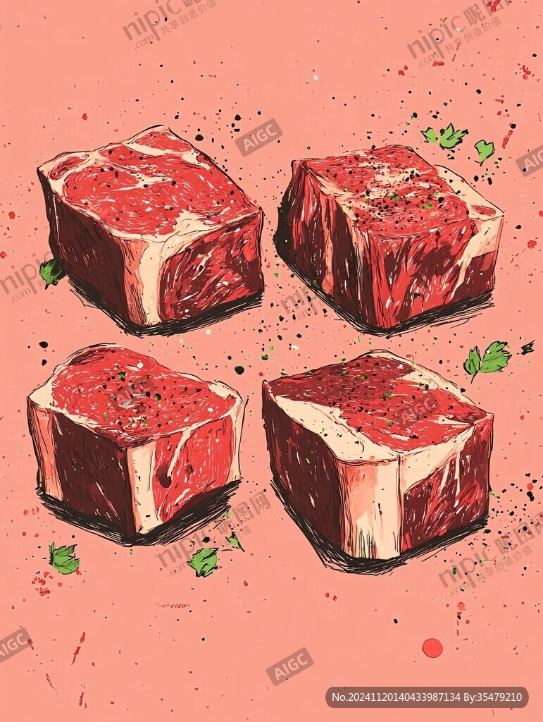 雪花牛肉插畫