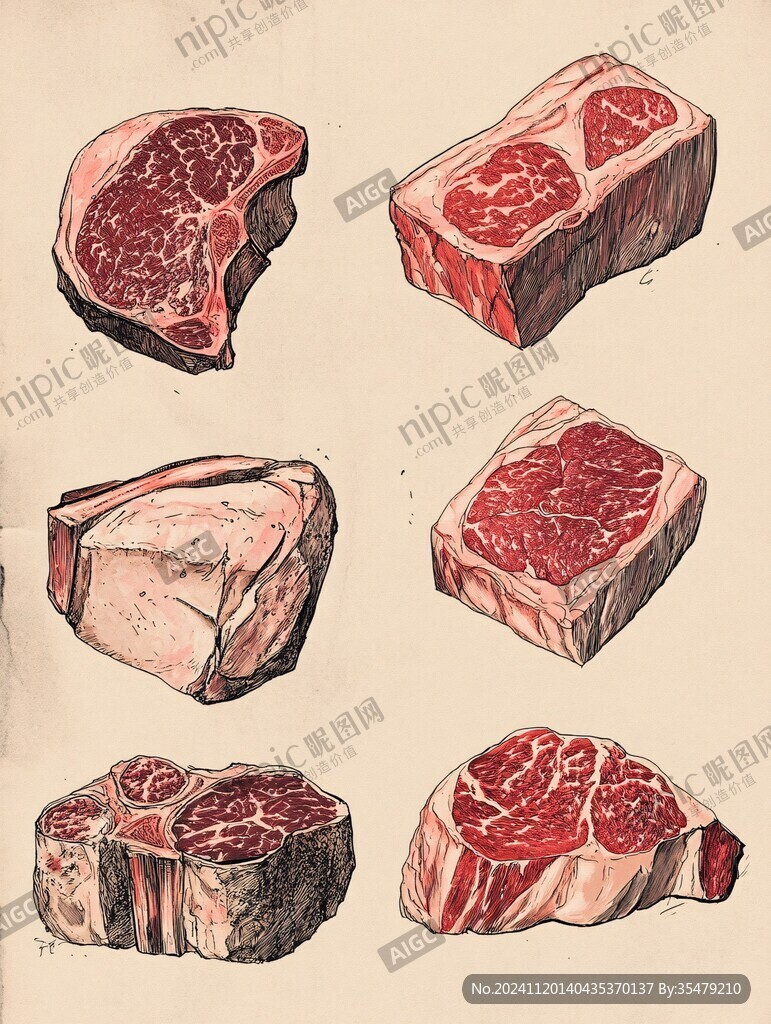 手繪牛肉塊