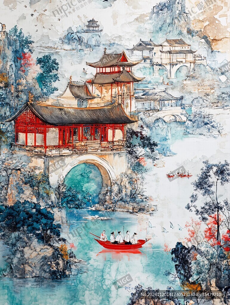 甲秀樓插畫