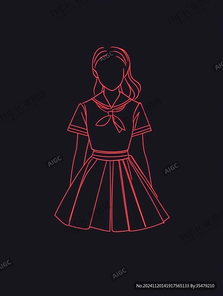 學(xué)生服美女線稿