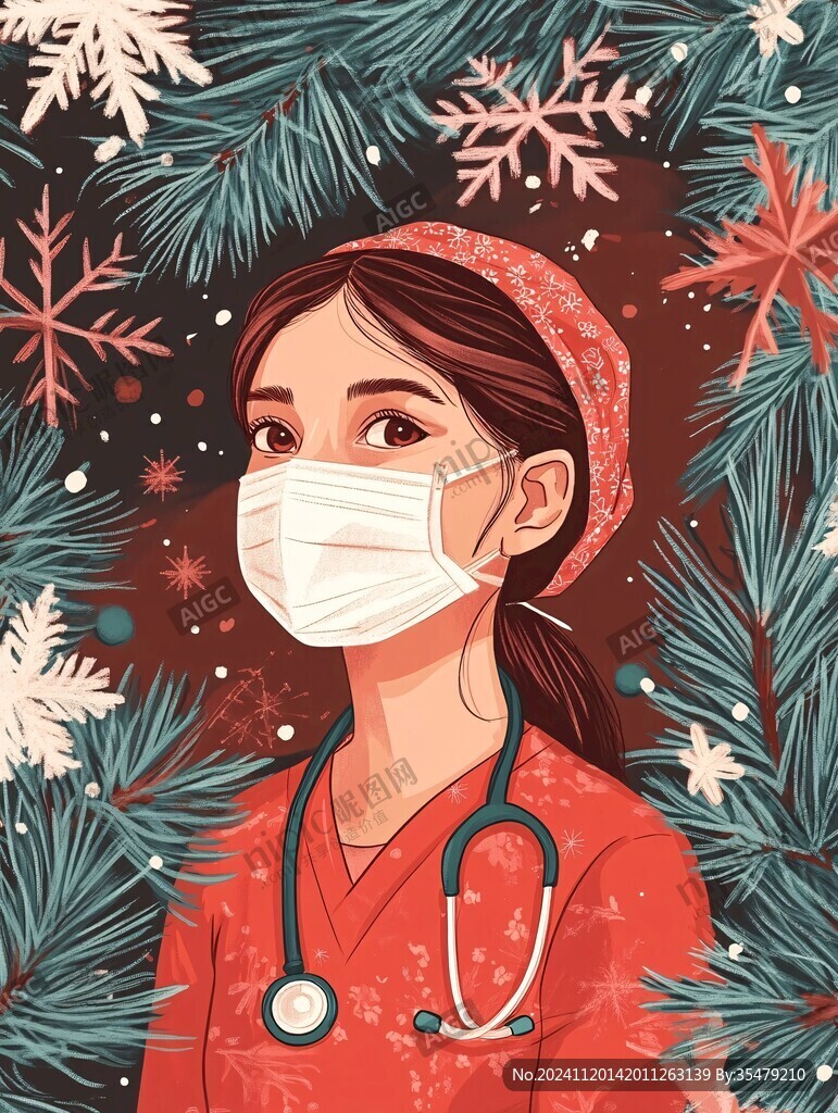 護士口罩插畫海報