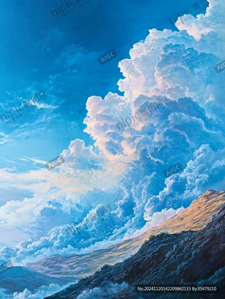 云海油畫素材