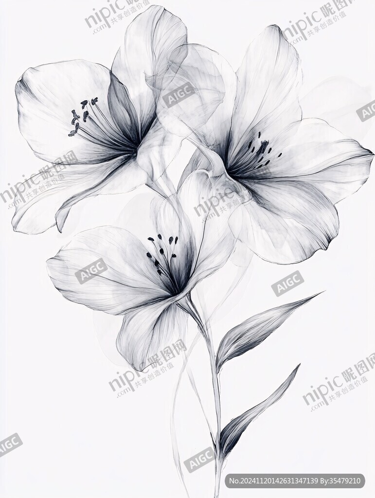 藍(lán)色花手繪圖