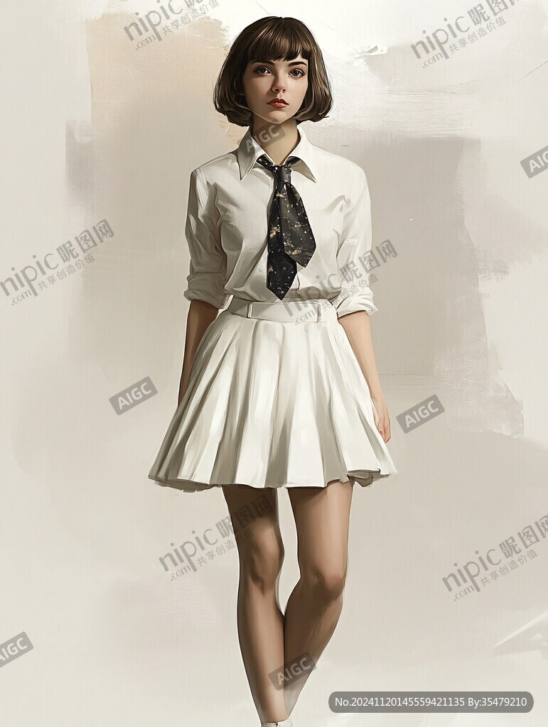 校服美女插畫