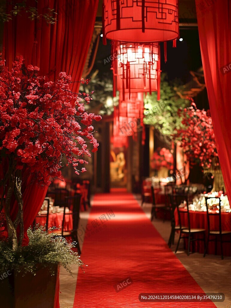 紅色新中式婚禮花藝
