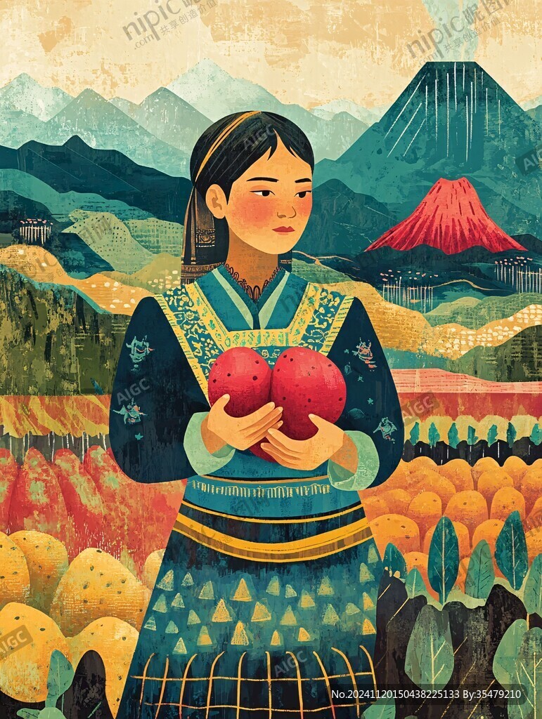 民族風(fēng)水果包裝插畫