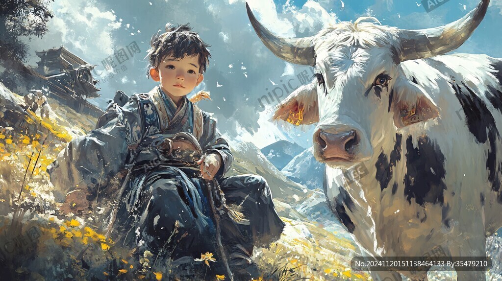 放牛娃插畫