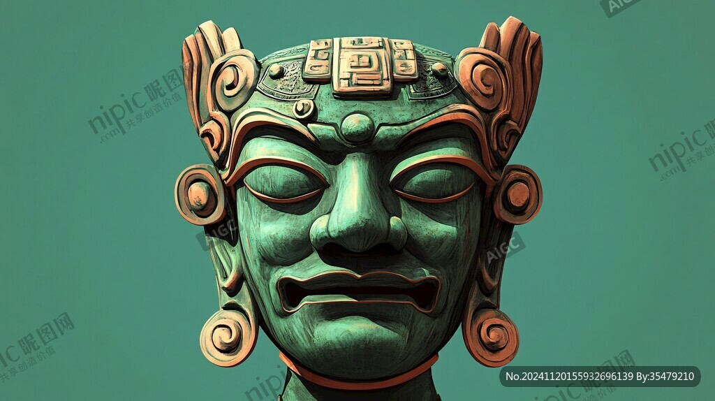 青銅人面插畫
