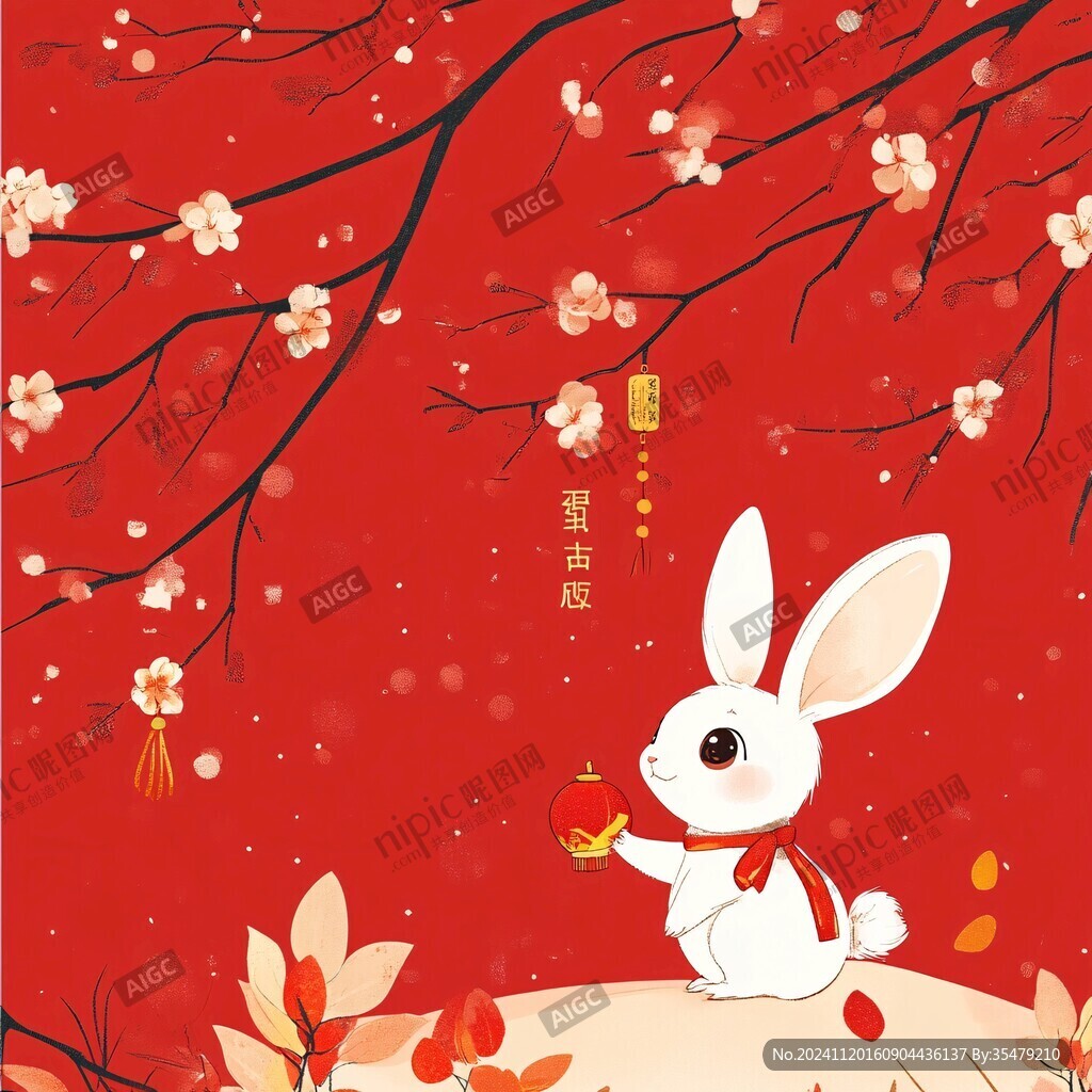 兔年紅色壁紙