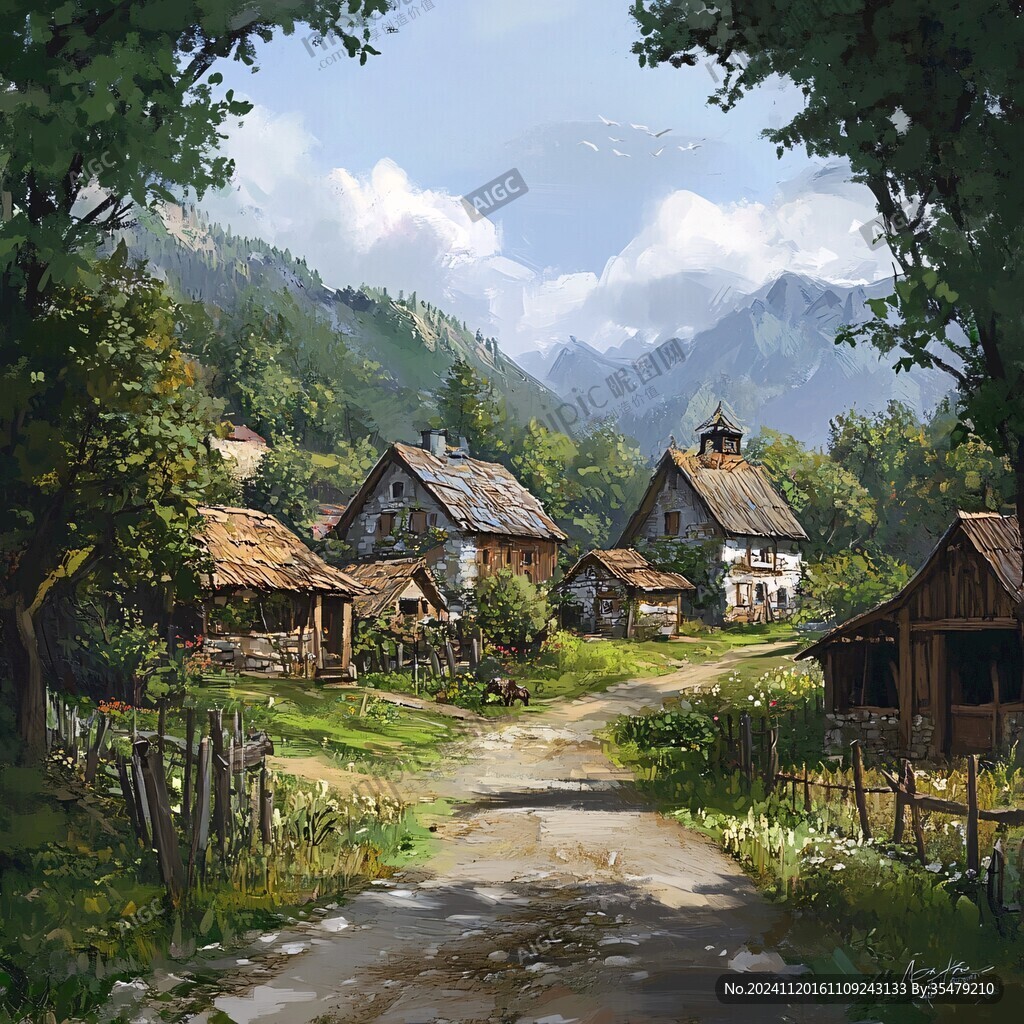 鄉(xiāng)村場景插畫