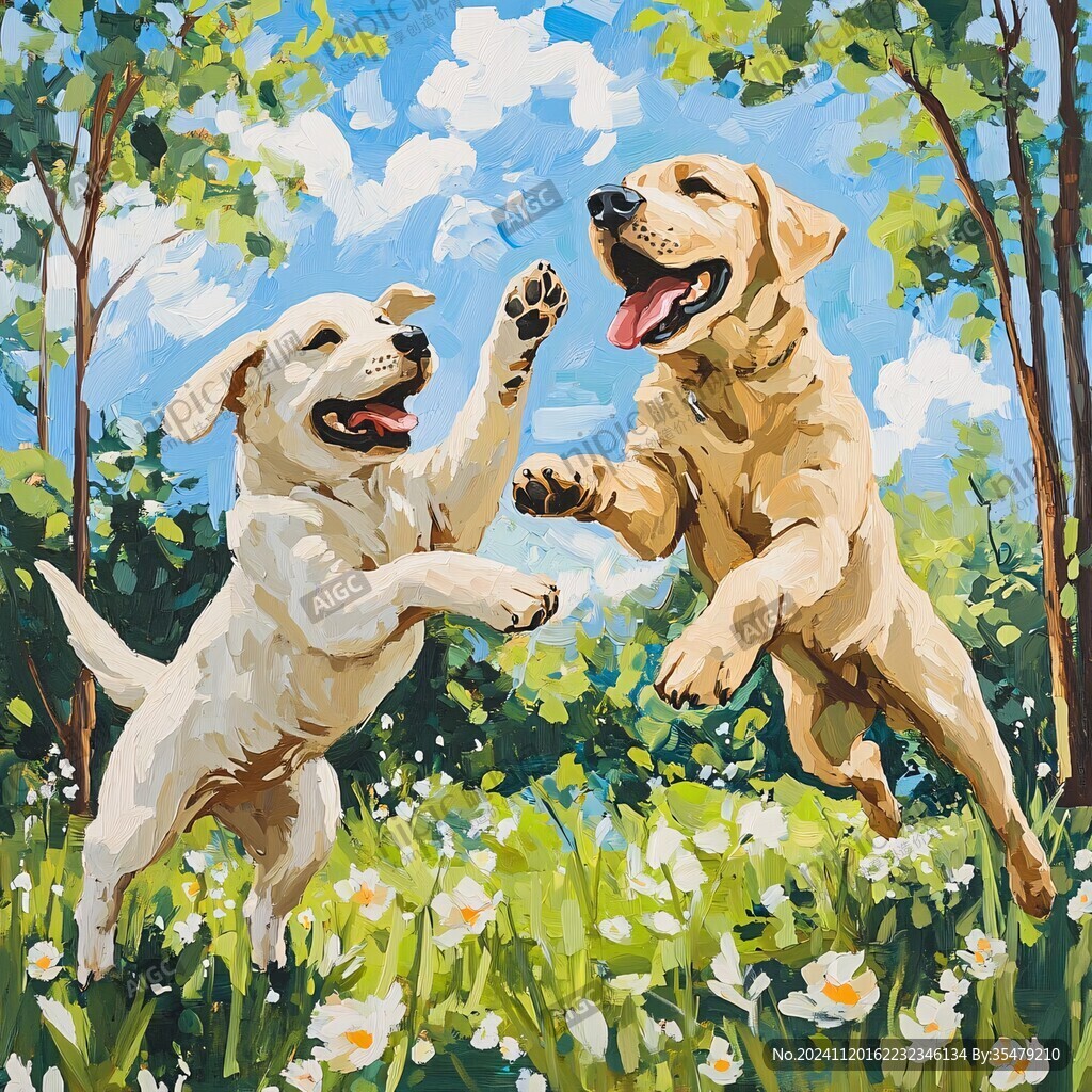 戲耍的兩只狗