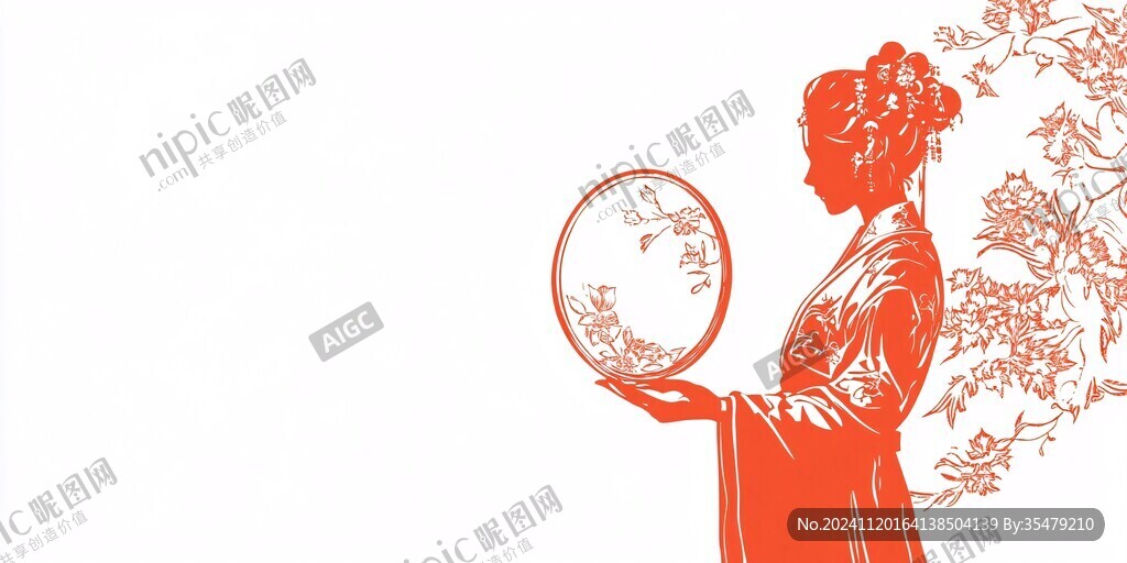 仕女持鏡