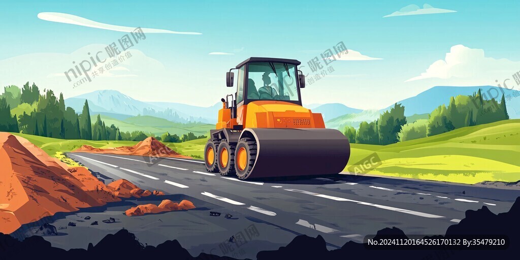 壓路車插畫