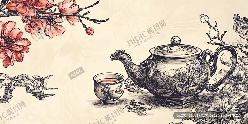 手繪茶插畫