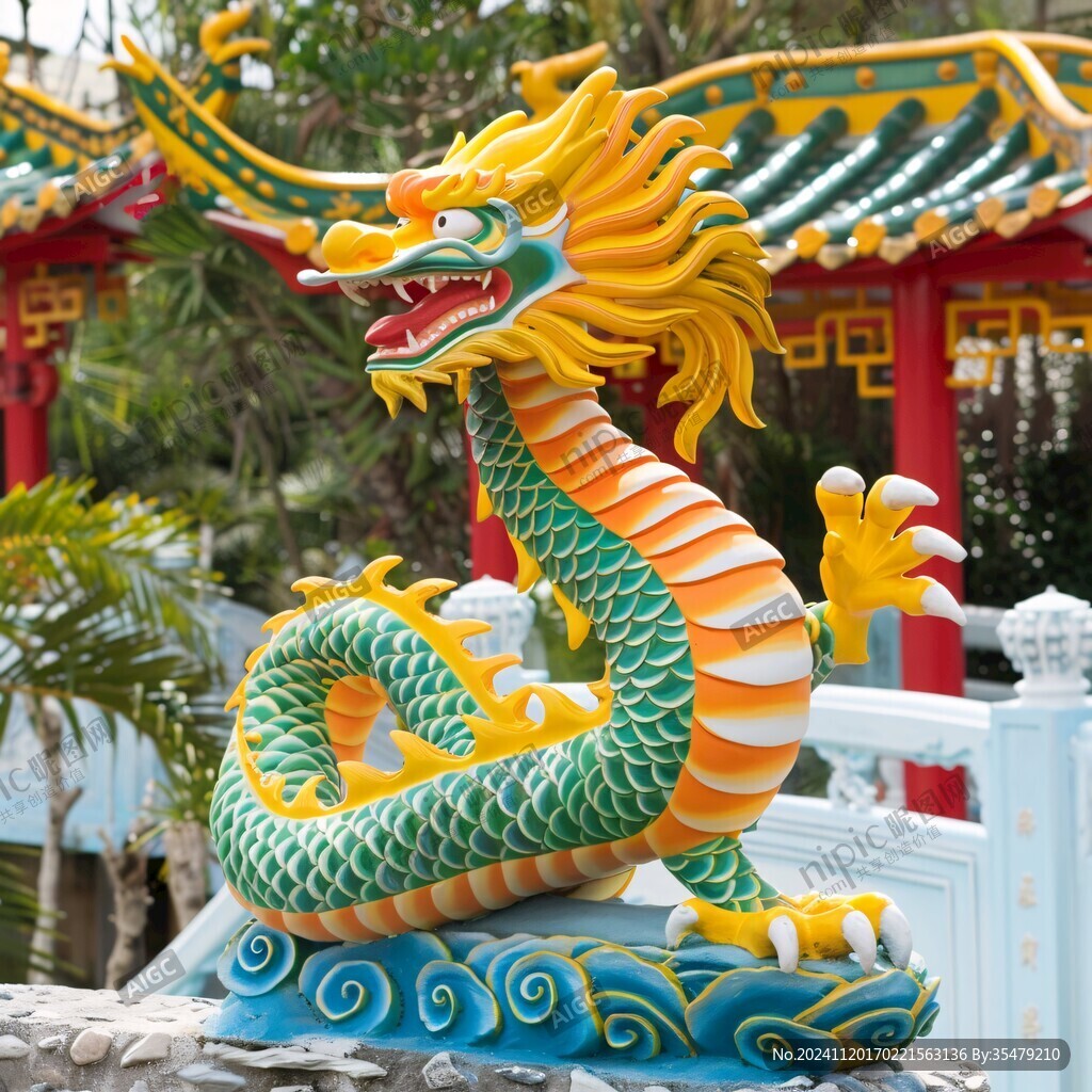 彩色龍雕塑