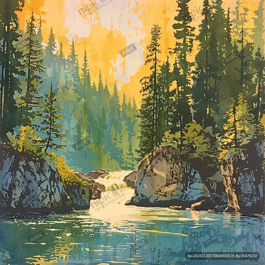 加拿大彩繪山水水墨