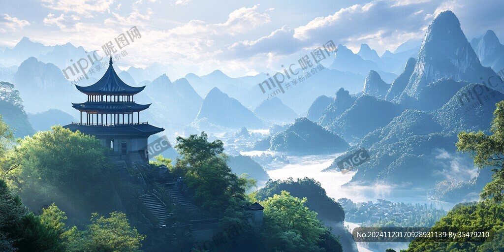 古風山水場景