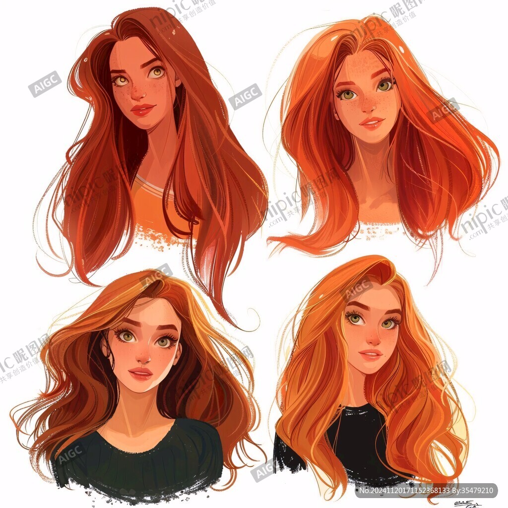 美女插畫對比