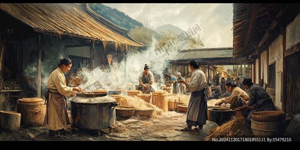 古代制醬場景