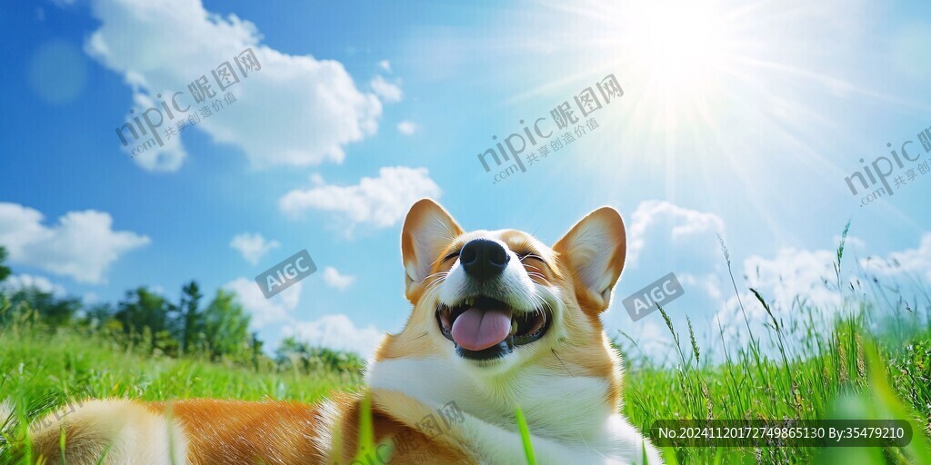 曬太陽(yáng)的寵物狗