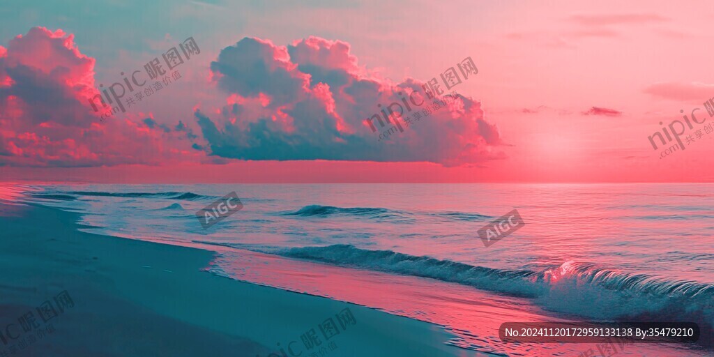 粉紅色超現實海景