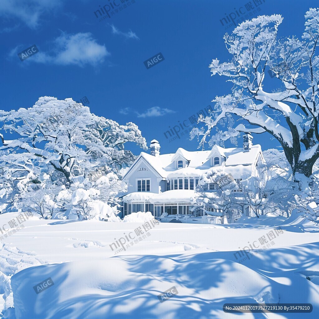 歐式別墅雪景