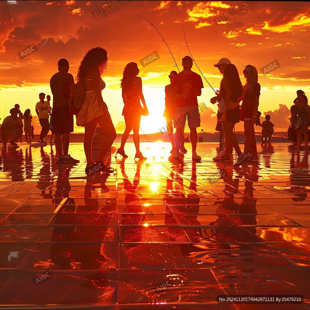 夕陽下的人群