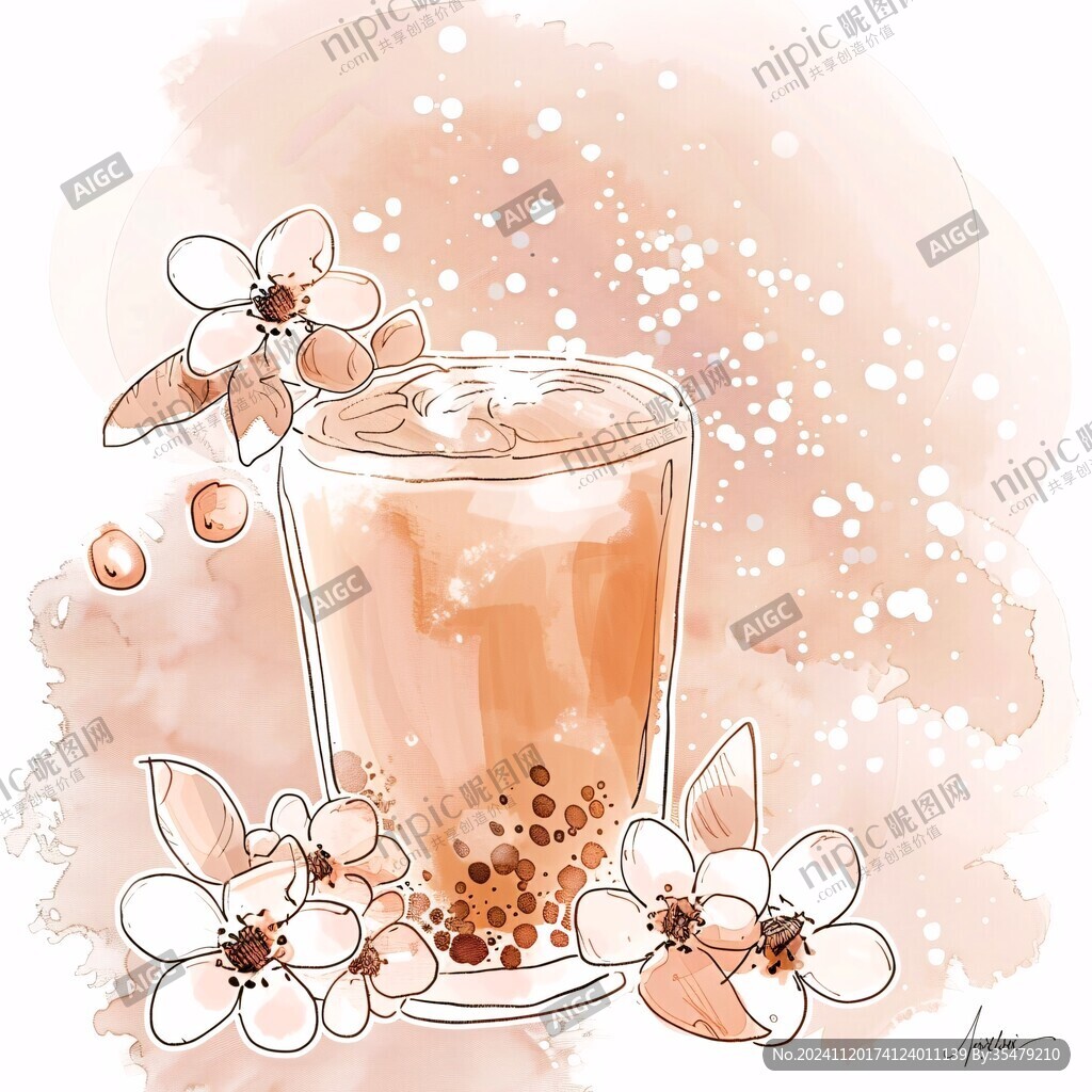 手繪奶茶插畫