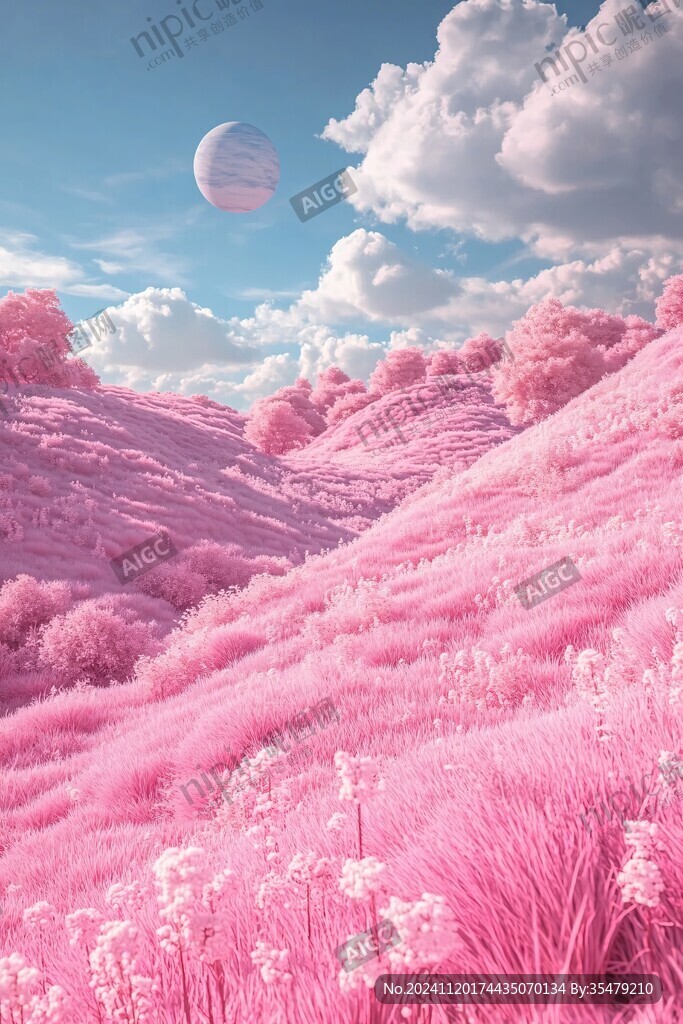 粉色的奇幻風景