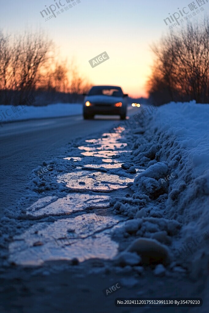 雪地車轍痕