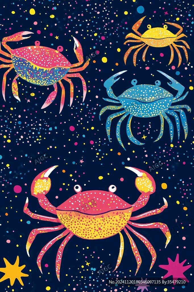 蟹寶寶插畫圖案印花