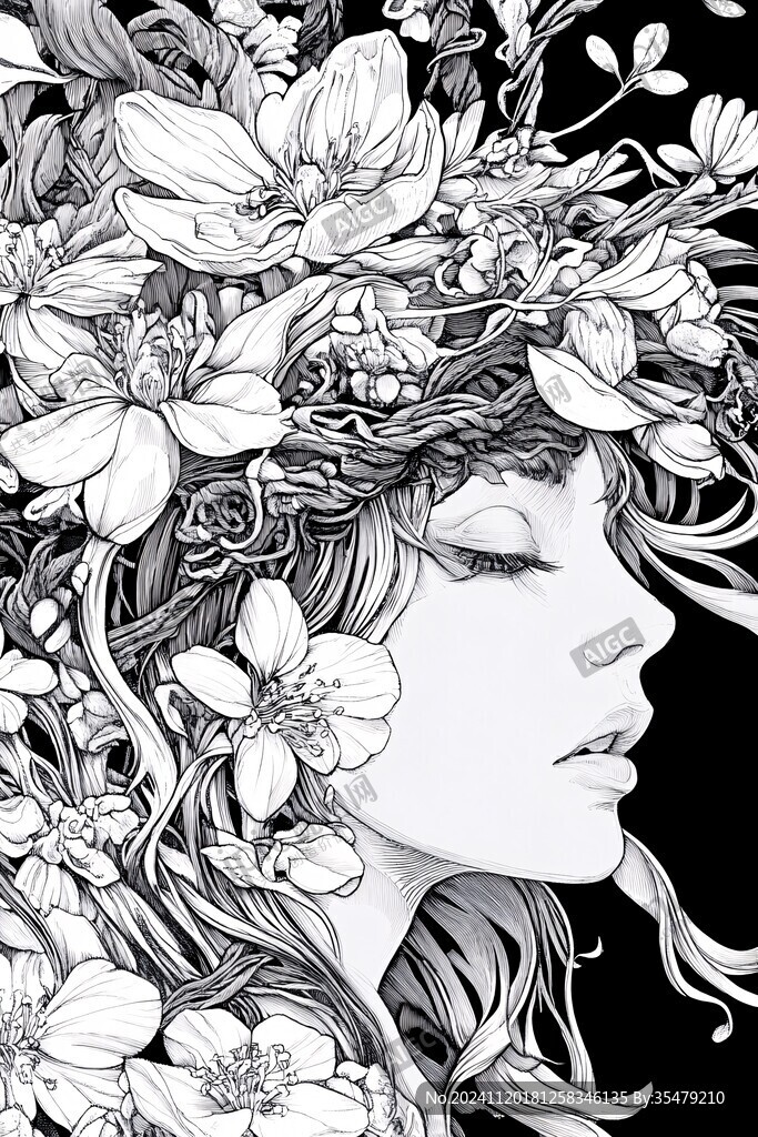 黑白線描插畫