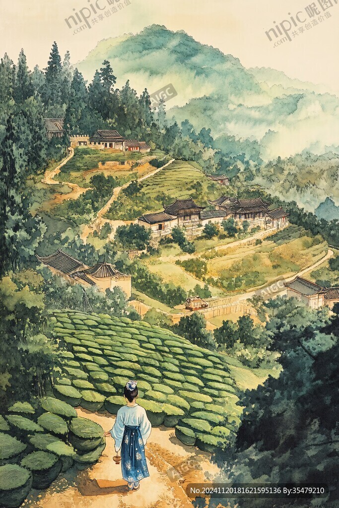 茶葉發源地插畫