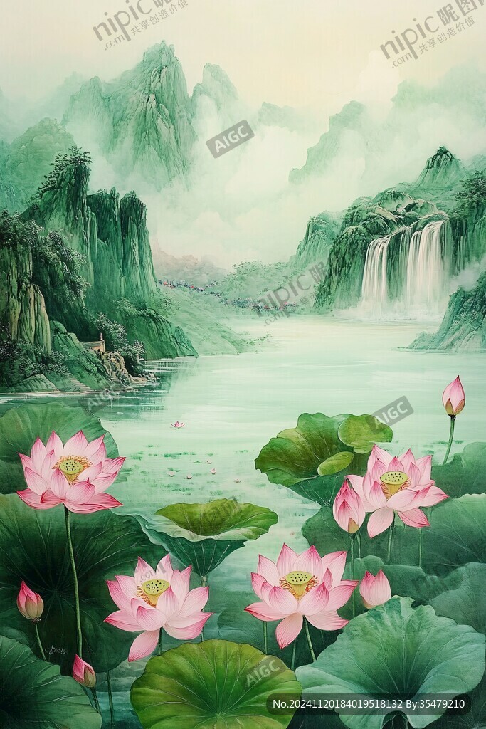 數碼手繪荷花
