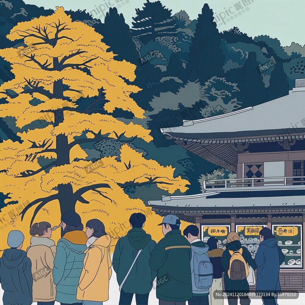 皇宮銀杏插畫