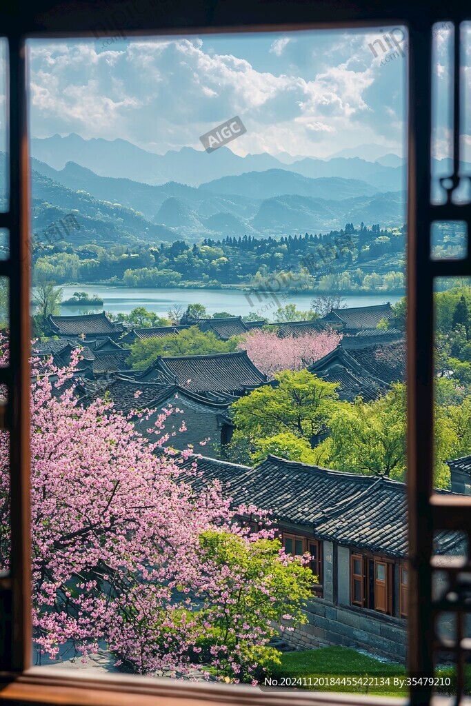 窗外古鎮風光