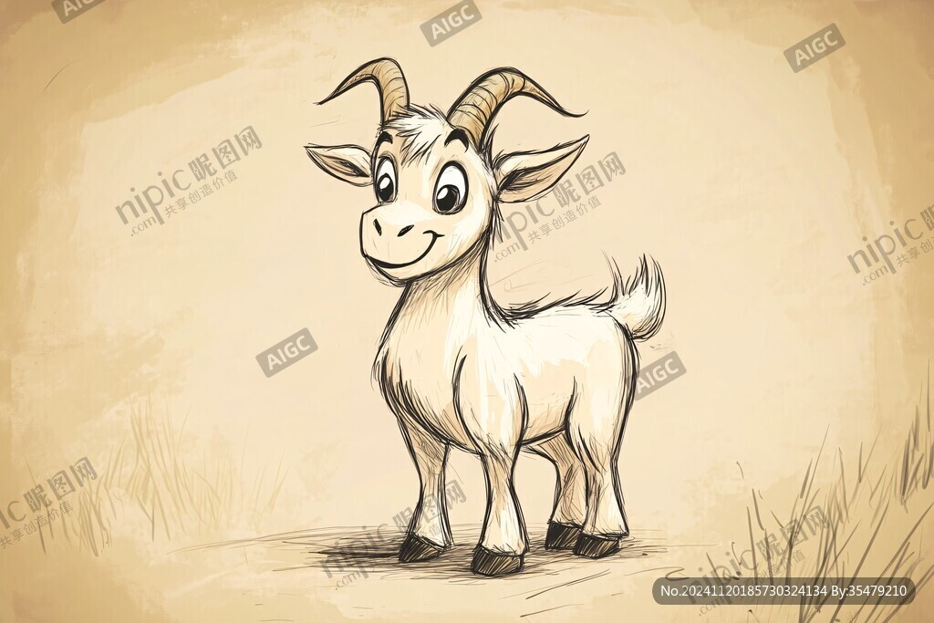 手繪山羊插畫(huà)山羊