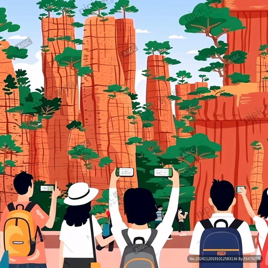 石林插畫宣傳素材背景