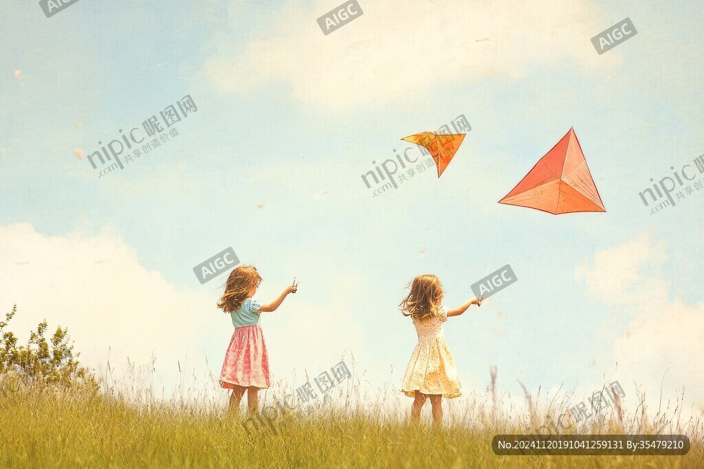 兩個女孩放風箏