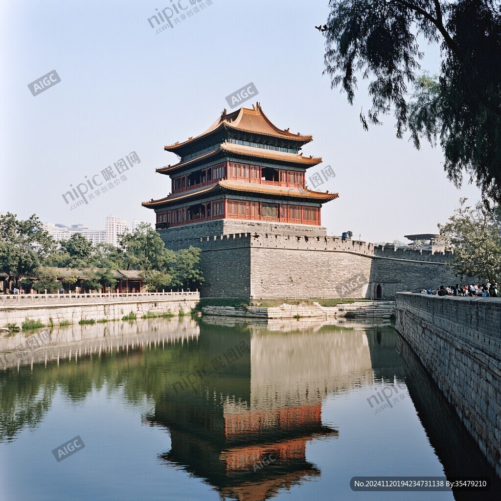 城樓水池