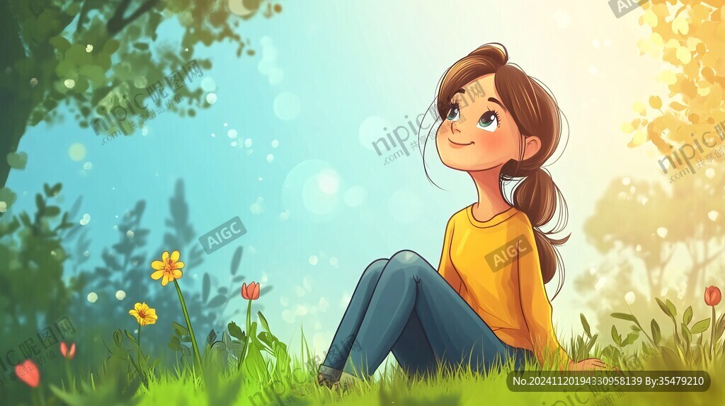春季女孩插畫